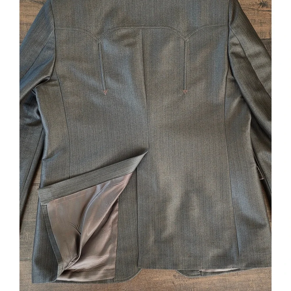 VTG RARE 70s Circle S Western Urban Wear Brown Textured Blazer Pants 44R USA